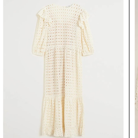 Mango Ruffled Open-Work Dress NWT - Picture 8 of 10